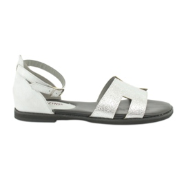 Daszyński Heel Silber Sandalen MR1848-17 schwarz grau