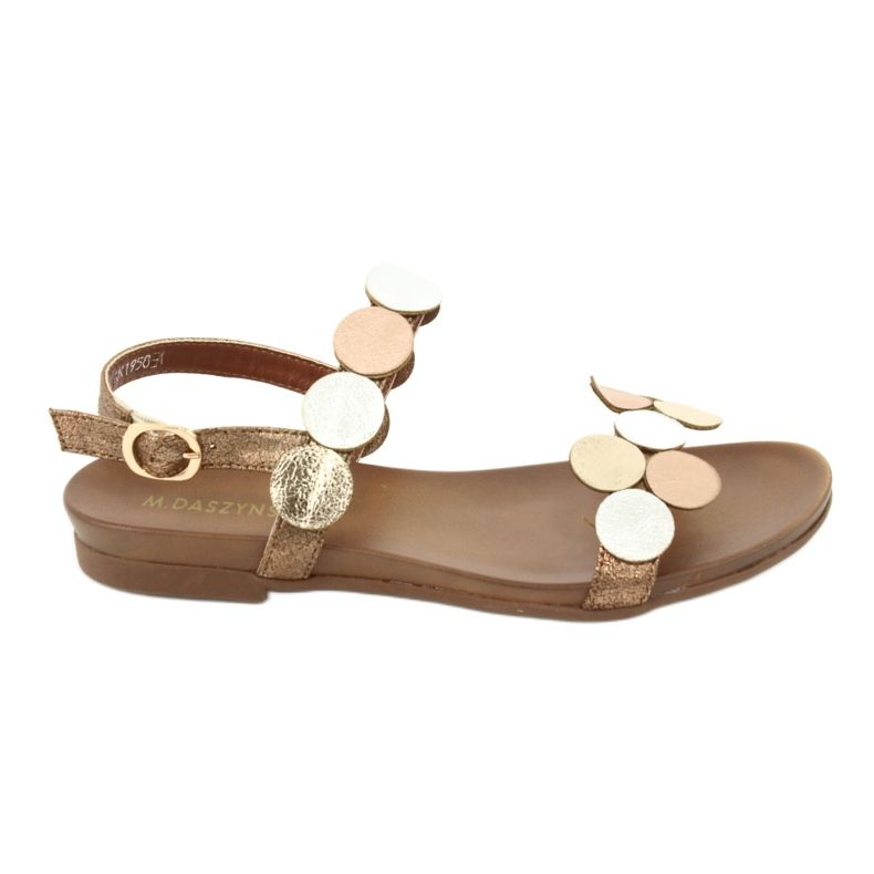 M.Daszyński Sandalen goldene Räder Daszyński MR1958-1 braun silber-