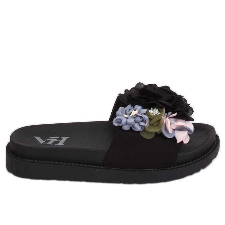 Schwarz PT-109 Schwarze Hausschuhe mit hohen Sohlen mehrfarbig