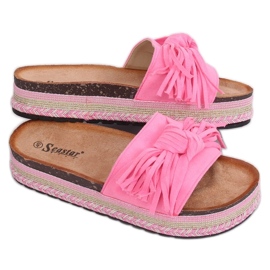 Boho rosa Hausschuhe für Damen CK138P Fluoresceml Fushie