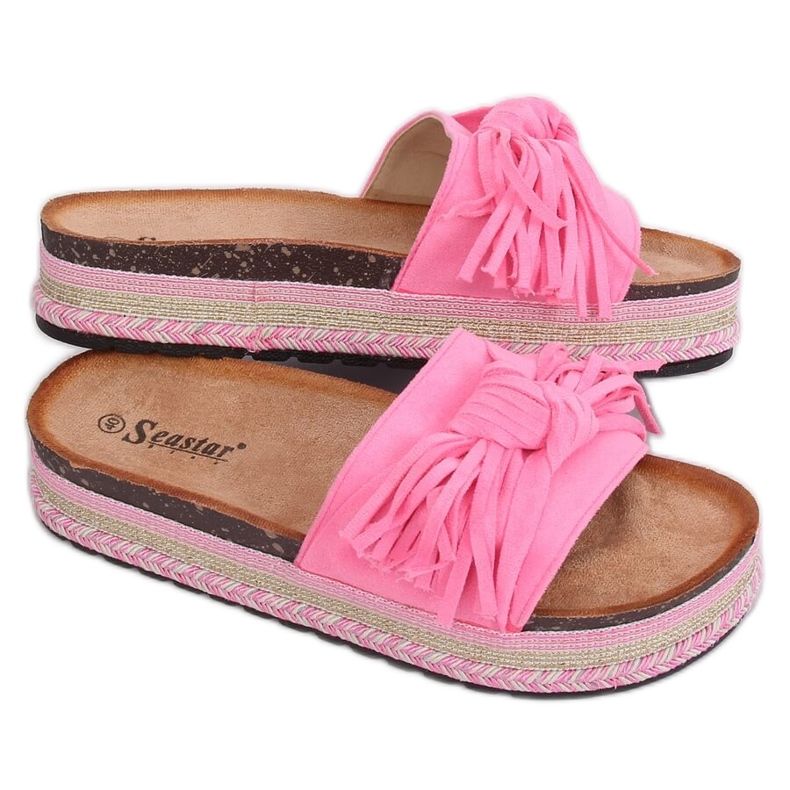 Boho rosa Hausschuhe für Damen CK138P Fluoresceml Fushie