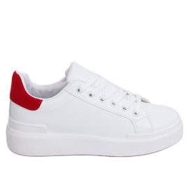 Weiße Damen Sneaker 85-428 WEISS / ROT