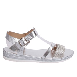 Silberne Damensandalen D-118 Silver grau