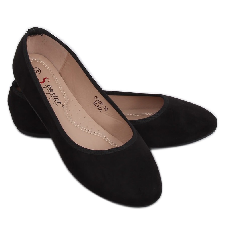 CD63P Schwarze schlichte schwarze Ballerinas
