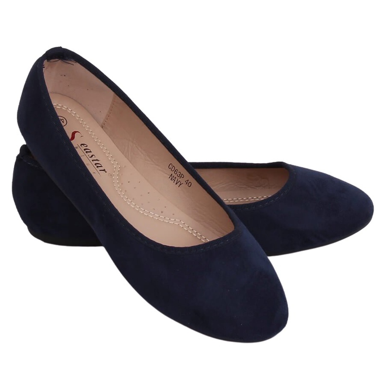 CD63P Navy glatte marineblaue Ballerinas navy blau