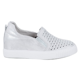 Filippo Leder Slipons auf Keil grau