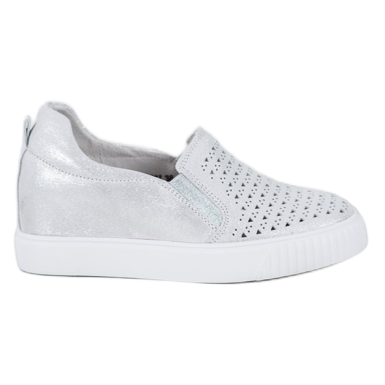 Filippo Leder Slipons auf Keil grau