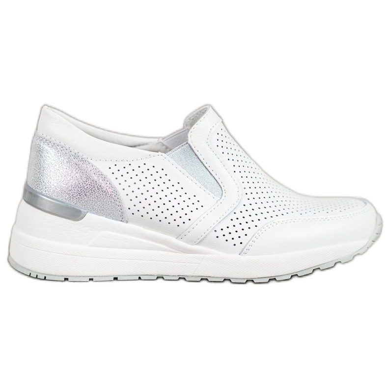 Filippo Durchbrochene Lederslipper weiß grau