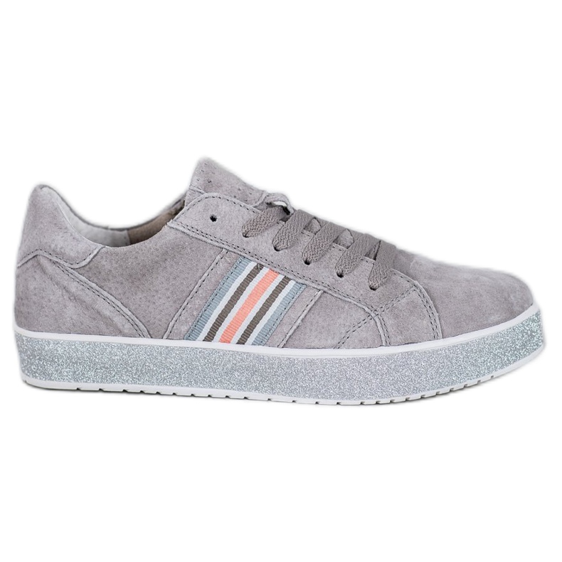 Filippo Sneakers aus Leder mit Glitzer-Plattform grau