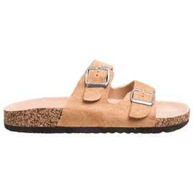 VINCEZA Hausschuhe mit Schnalle braun