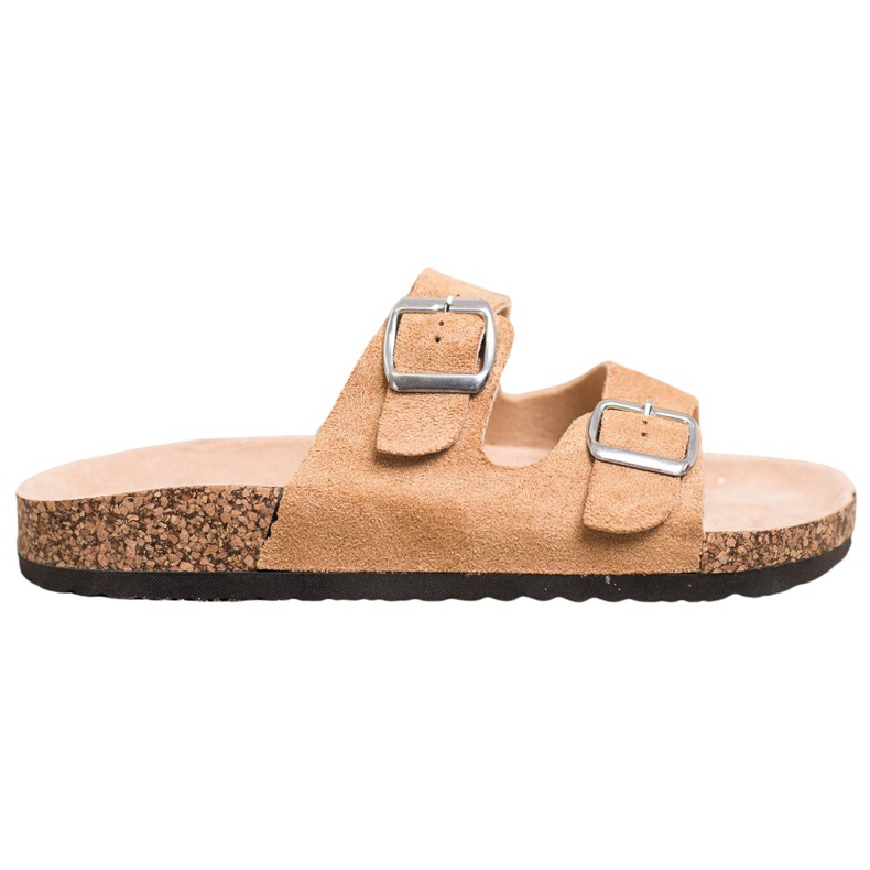 VINCEZA Hausschuhe mit Schnalle braun