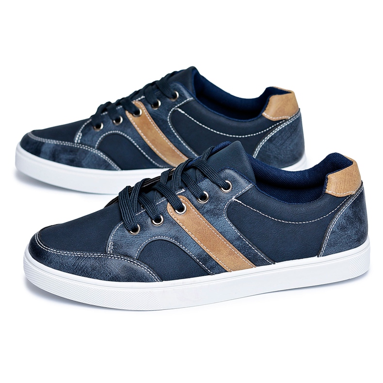 Marineblaue lässige Kenny Sneakers für Herren braun navy blau