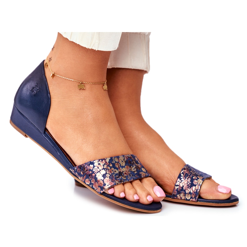 Damen Sandalen Maciejka Leder Marineblau 1971 Nomara