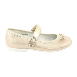 American Club GC02 goldene Ballerinas mit Schleife beige