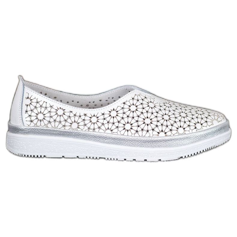 Filippo Lederslipper mit Blumenmuster weiß gelb