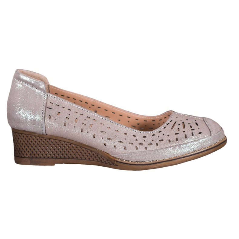 Filippo Lederpumps mit Glitzer braun gelb