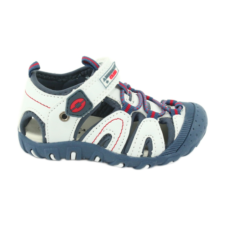 American Club DR08 / 20 Klettsandalen für Jungen weiß rot blau