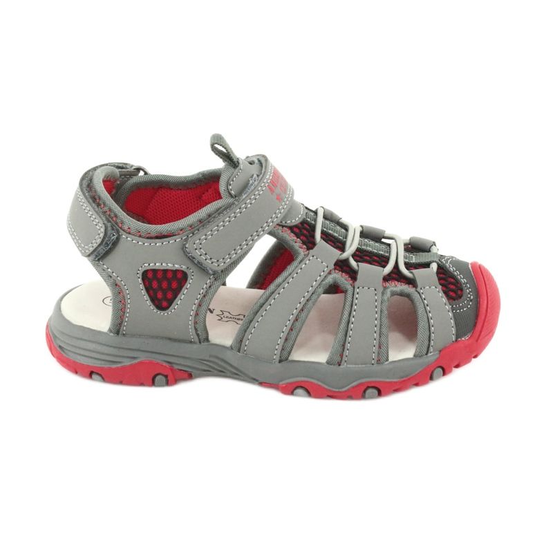 American Club Sandalen grau-rotes Ledereinsatz XD06/20