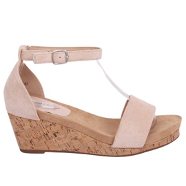Sandalen auf Korkkeil beige LL-228P Beige