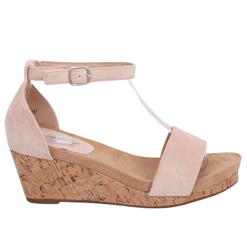 Sandalen auf Korkkeil beige LL-228P Beige