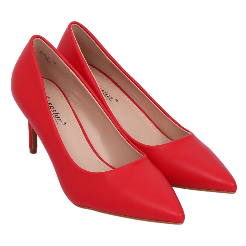 Rot CD62P Rote Stilettos mit niedrigem Absatz
