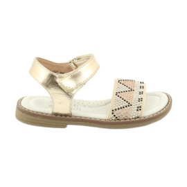 American Club Mädchen goldene Sandalen mit Pailletten Ledereinsatz GC08/20