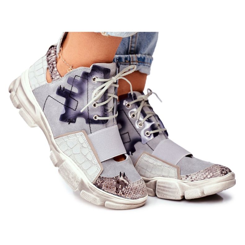 Damen Leder Sneakers Maciejka 04423-13 grau