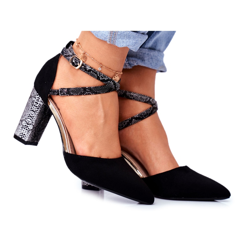 S.Barski Damen Pumps On a Heel Snake Black Together schwarz mehrfarbig