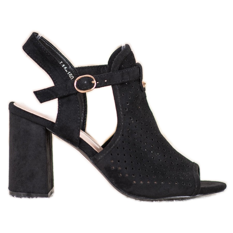 Small Swan Durchbrochene Sandalen mit Sternen schwarz