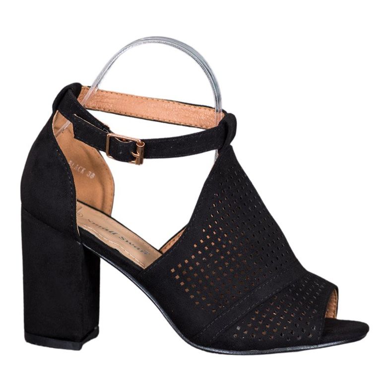 Small Swan Elegante durchbrochene Sandalen schwarz