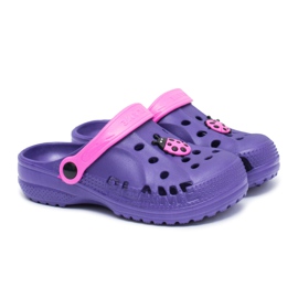 Flameshoes Lila Kroks Hausschuhe für Kinder mit Marienkäfer