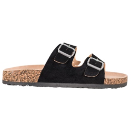 VINCEZA Hausschuhe mit Schnalle schwarz