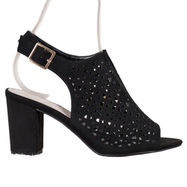 Goodin Durchbrochene Sandalen mit Wildleder schwarz