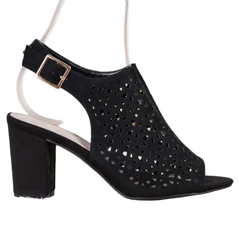 Goodin Durchbrochene Sandalen mit Wildleder schwarz