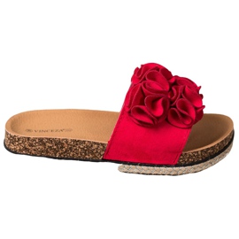 Bequeme Hausschuhe mit Blumen VINCEZA rot