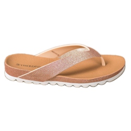 VINCEZA Flip-Flops mit Glitzer rosa gelb