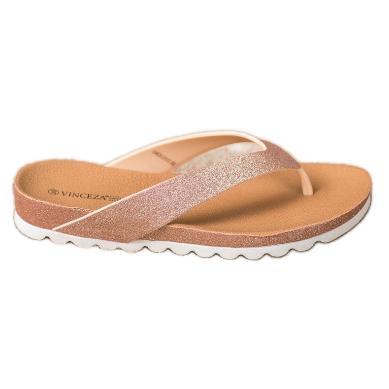 VINCEZA Flip-Flops mit Glitzer rosa gelb