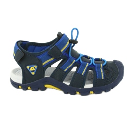 American Club Kindersandalen mit amerikanischer DR01/20 Schaumstoffeinlage marineblau blau gelb