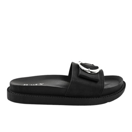 Schwarze Hausschuhe mit YQ10067-Schnalle