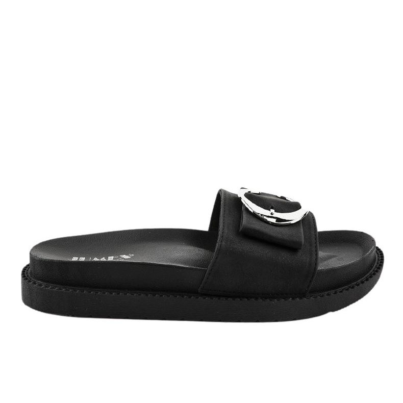 Schwarze Hausschuhe mit YQ10067-Schnalle