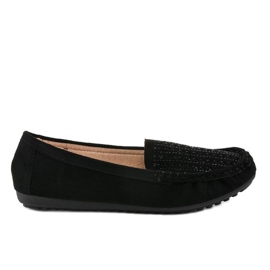 Schwarze durchbrochene Loafer mit Pailletten YSD823Y