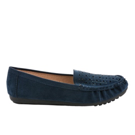 Marineblaue durchbrochene Loafer mit Pailletten YSD823Y navy blau