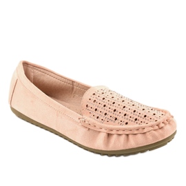 Nude durchbrochene Loafer mit Pailletten YSD823Y beige