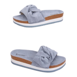 Blaue blaue Damenhausschuhe SS116P Blau