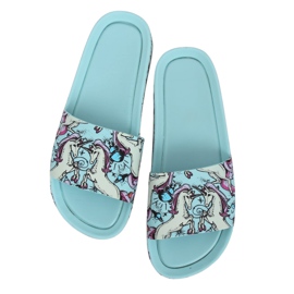 Einhorn blaue Hausschuhe CK83 L.BLUE
