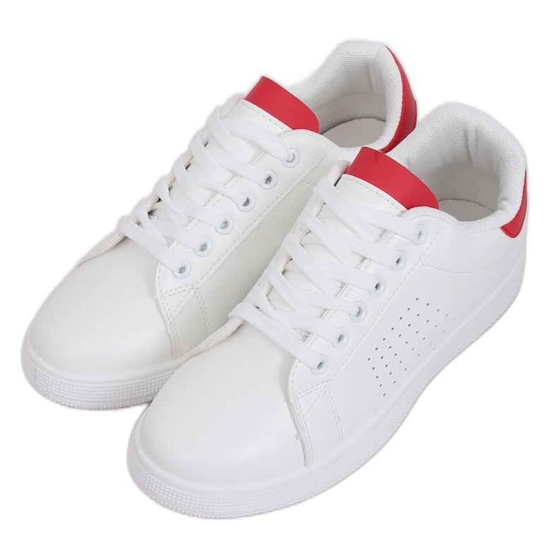 Weiße und rote Sneakers für Damen LV101P Rot