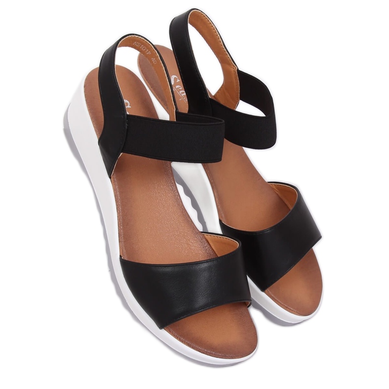 Schwarze Sandalen mit Keilabsatz NS101P Black