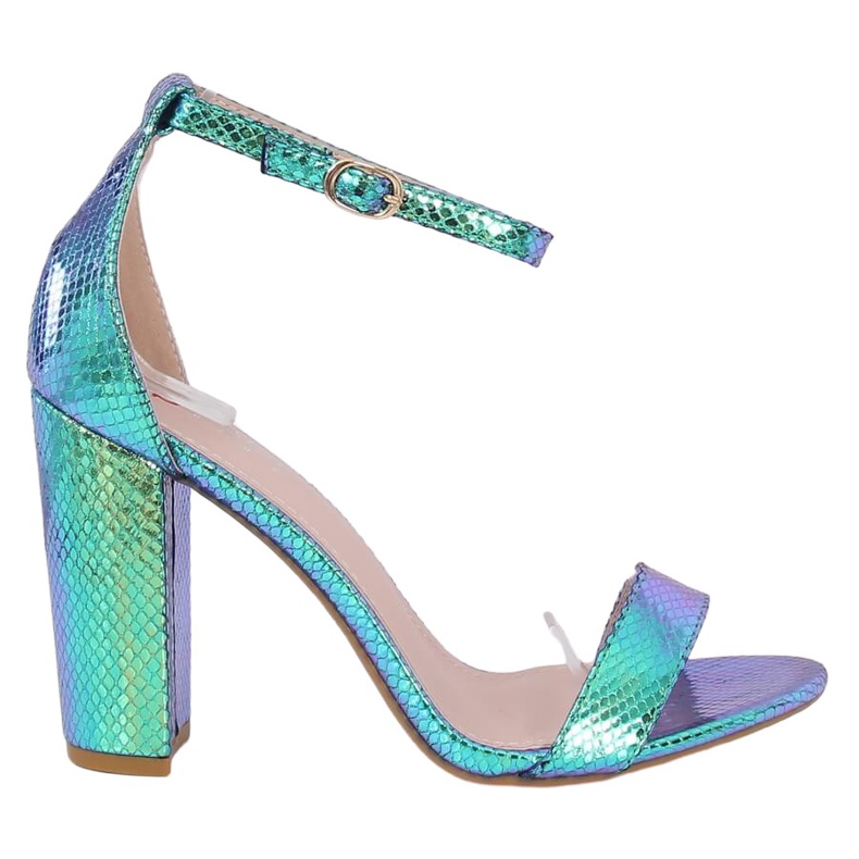 Holographische Sandalen mit hohem Absatz TU135P Grün blau
