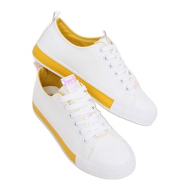 Weiße und gelbe Sneakers für Damen A88-23 Gelb