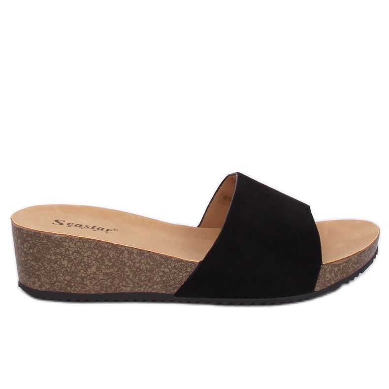 Schwarz G186P Schwarze Keilpantoffeln